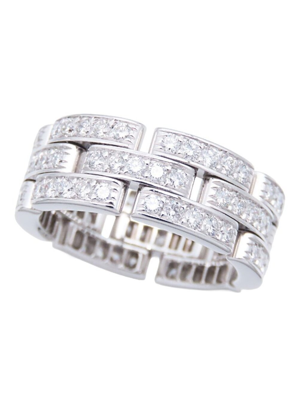 Cartier Maillon Panthere White Gold 18k Diamond Pave Row 54 Ring